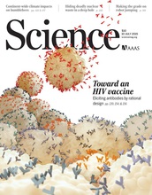 8 cells displaying colored antibodies on cover of journal Science